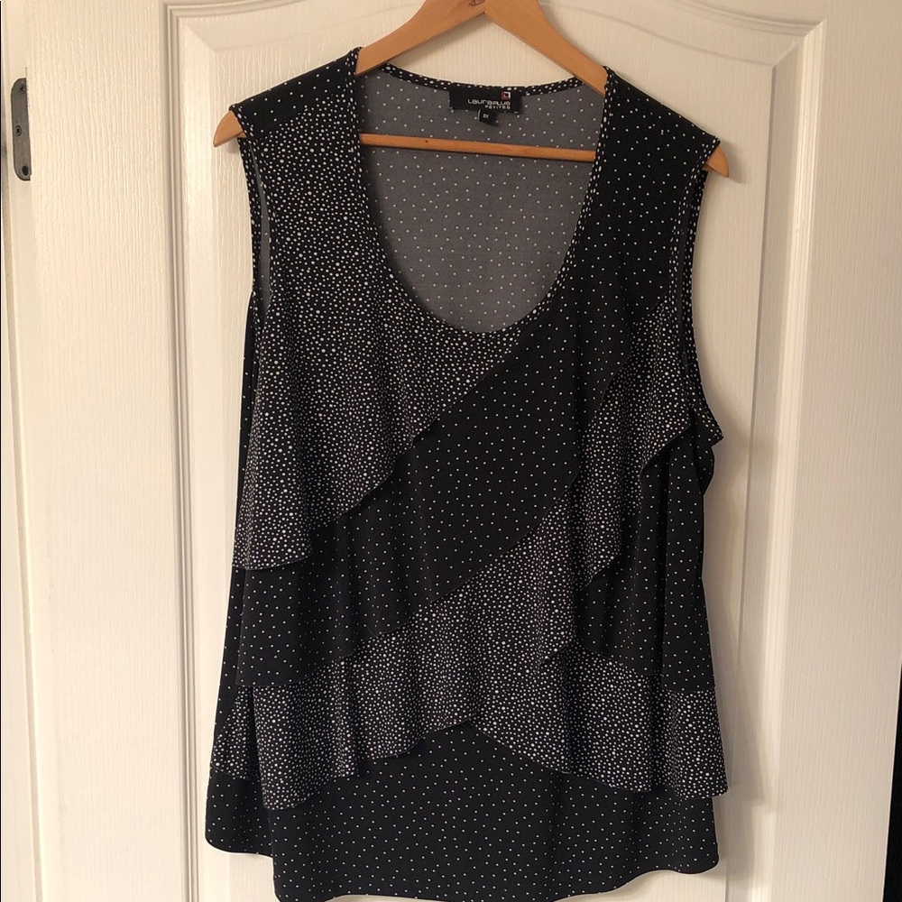 LauraPlus:  Stylish Black and White Polka Dot Layered Tank Top